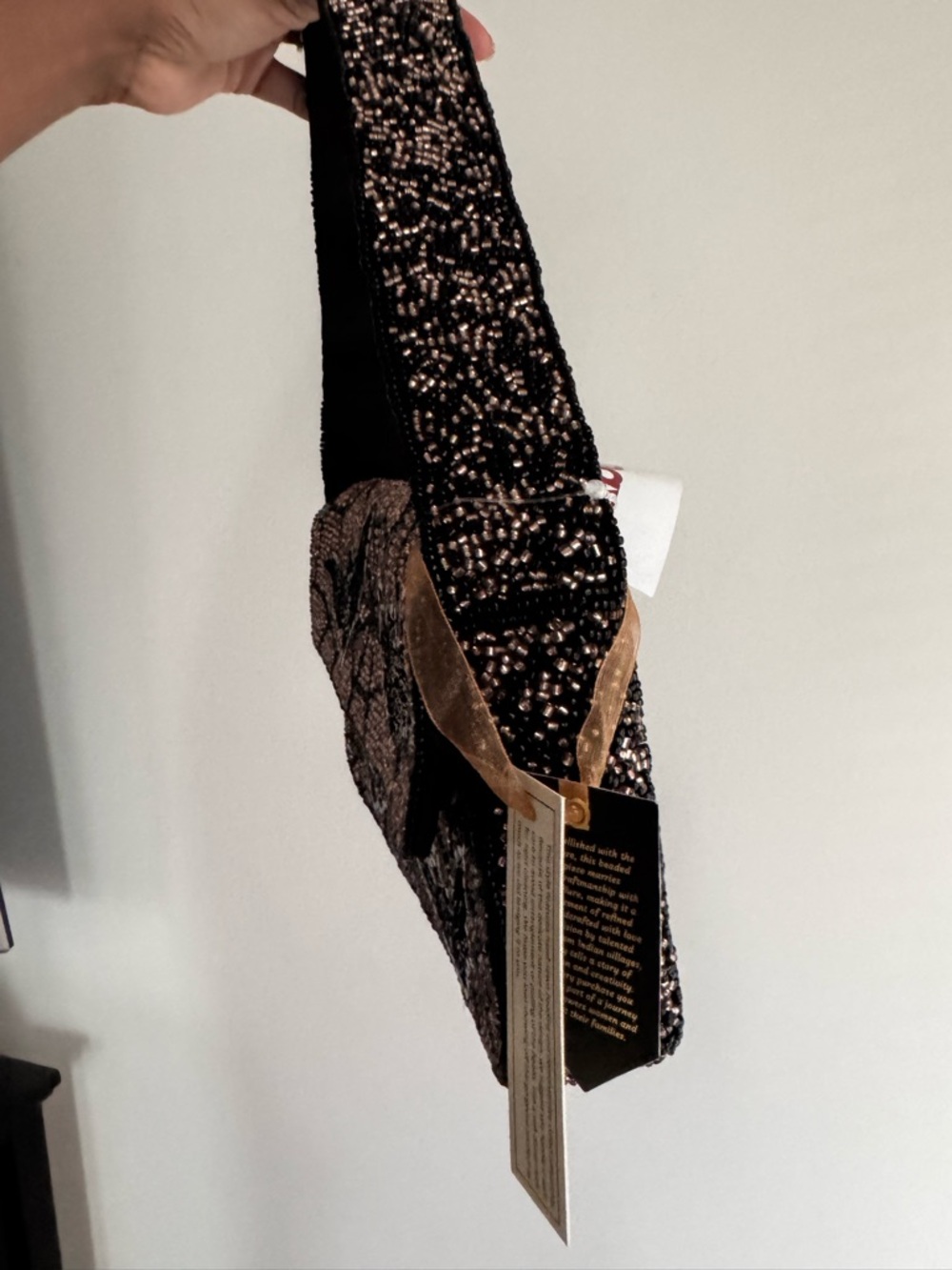 T.J.Maxx Beaded Bat Motif Evening Bag - Black & Rose Gold - Picture 3 of 4
